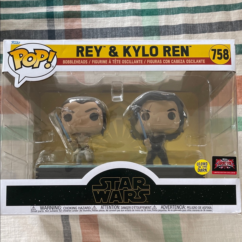 Funko Pop Rey & Kylo Ren Figures - Black and Brown